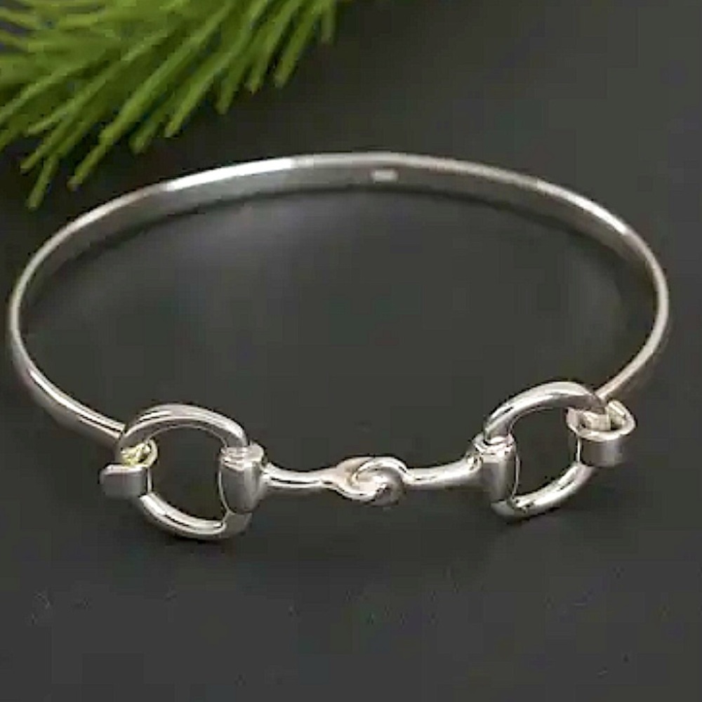 Sterling Silver HorseBit Bracelet Snaffle D Ring Bangle